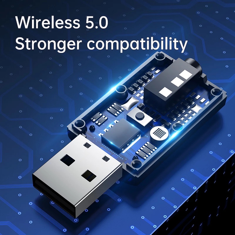 Thiết bị thu phát USB Bluetooth 5.0 2 in 1 chuyển đổi 3.5mm AUX sang tín hiệu Bluetooth