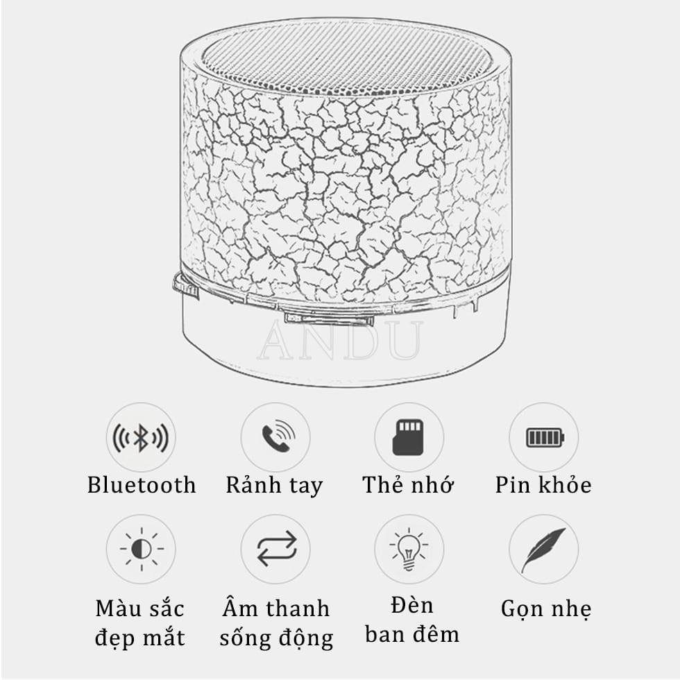 Loa Bluetooth Mini LED Nháy Theo Nhạc A9 TVL008  Không Dây Nhỏ Gọn, Tiện Lợi