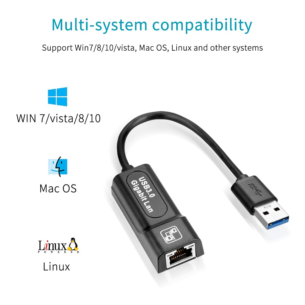 Bộ chuyển đổi USB 3.0 RJ45 Lan Ethernet sang RJ45 Lan Ethernet cho Windows 10 Macbook Xiaomi Mi PC