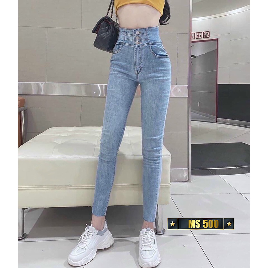 Quần jean nữ lưng cao siêu hách dáng chất jean cotton cao cấp co giãn tốt ms635