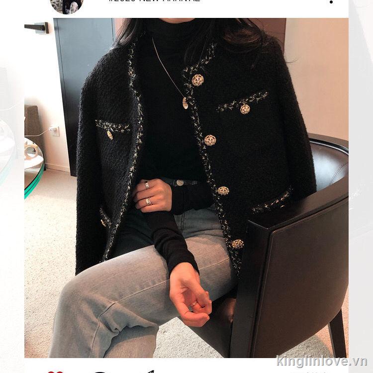Áo khoác ngắn màu đen thời trang xuân thu