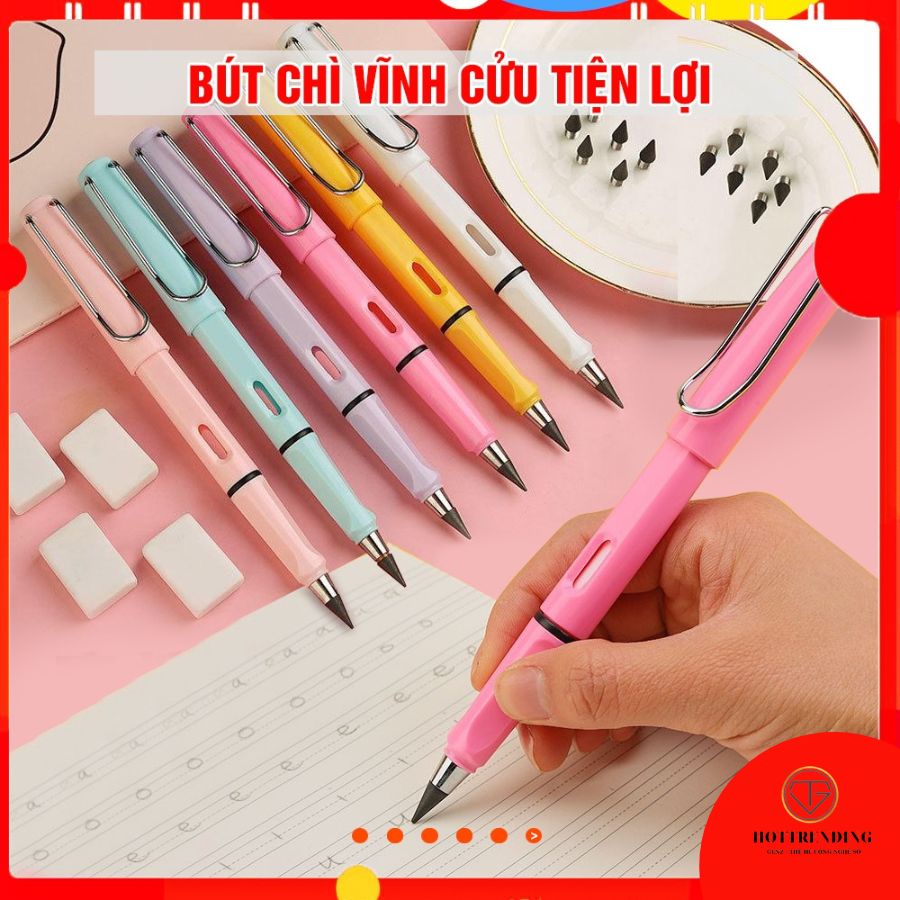 Bút chì máy vĩnh cửu không cần gọt, chuốt kèm tẩy, 1 ngòi thay thế loại 1 có hộp