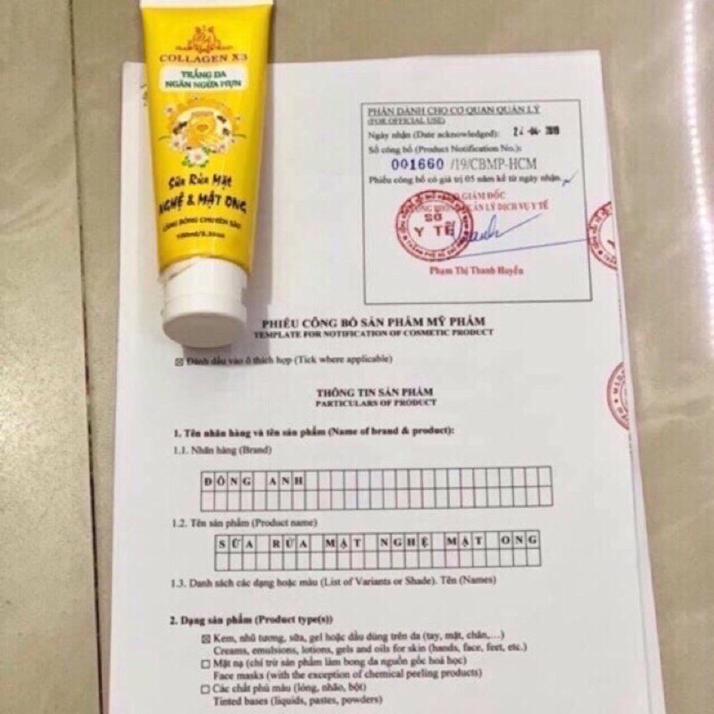 Sữa Rửa Mặt Nghệ Mật Ong Collagen X3 Lấy Đi Bụi Bẩn Giúp Da Mịn Màng Tuýp 100ml  Mỹ Phẩm Đông Anh Chính Hãng