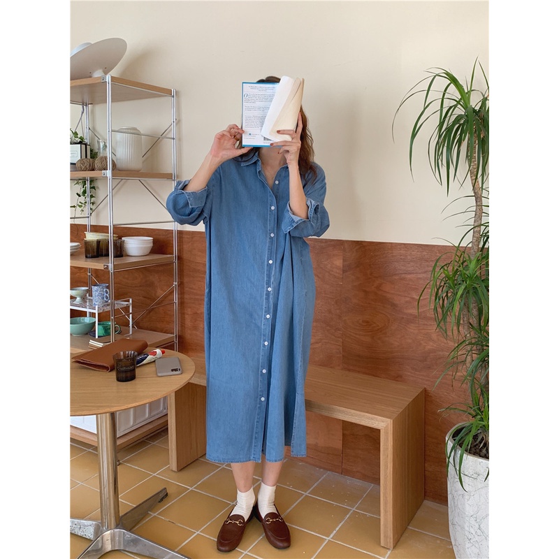 Váy Sơ Mi Denim Dài Rộng Rãi 45911