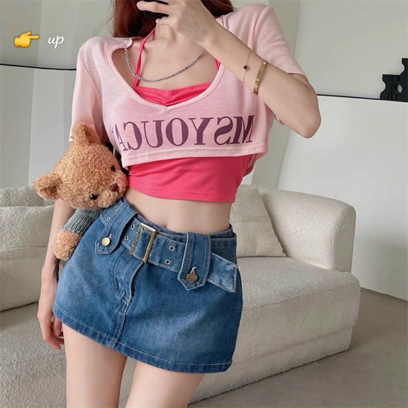 Set áo croptop sọc năng động