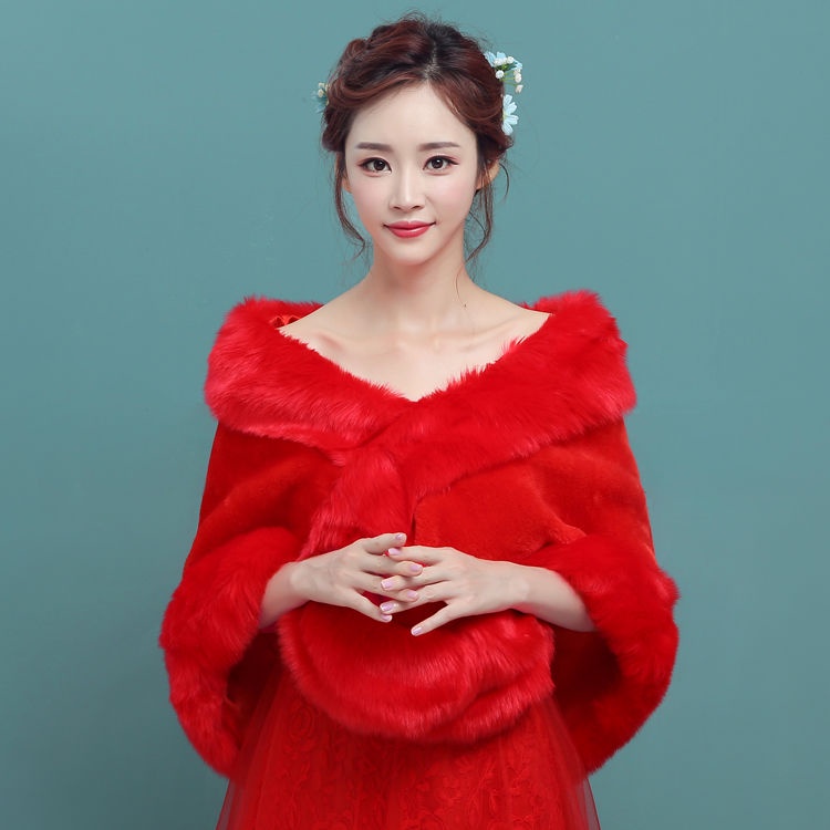 Áo choàng len màu trắng ấm áp thời trang thu đông 2019 mới cho cô dâu
 | BigBuy360 - bigbuy360.vn