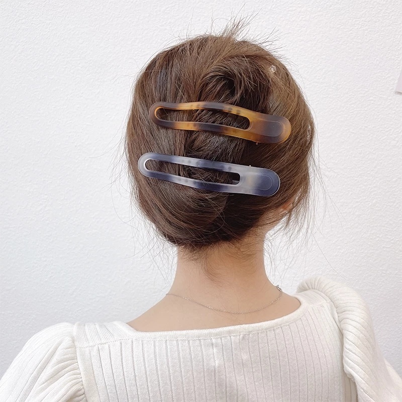 Kẹp Tóc Đuôi Ngựa Cỡ Lớn Bằng Acrylic Mặt Nhám Màu Sắc Gradient Thanh Lịch Dành Cho Nữ