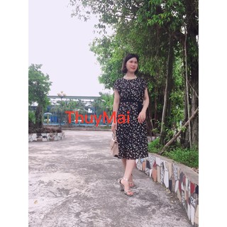 Đầm voan suông rộng thắt nơ eo