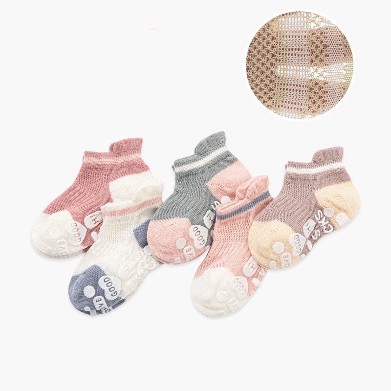 Tất lưới chống trượt cho bé, set 5 đôi vớ lưới thể thao có chống trượt cho bé
