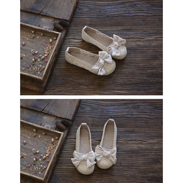 Giày Búp Bê Vải Đục Lỗ Thắt Nơ Phong Cách Mới Mùa Hè 2023 Cho Mẹ Bầu