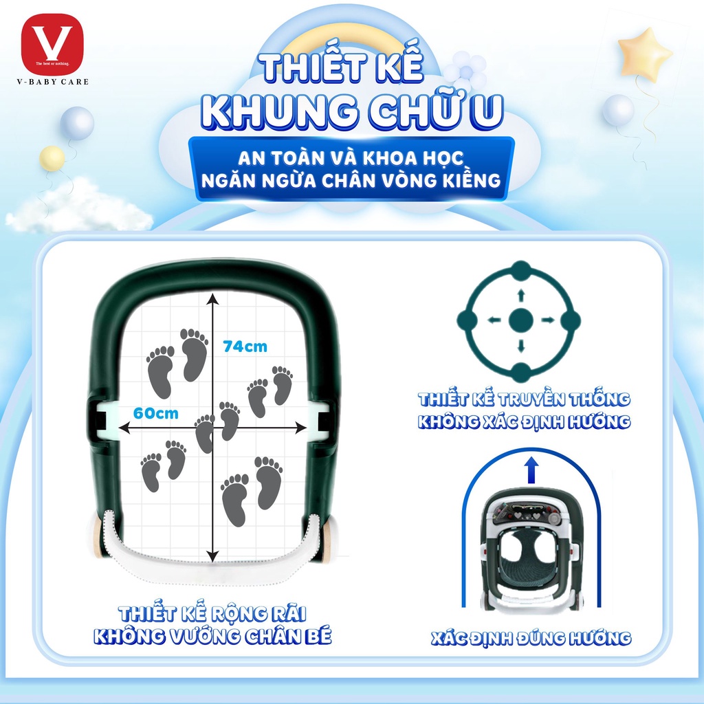 Xe tập đi chữ U cho bé, có bàn phát nhạc kèm bàn ăn Vbaby 009 - bảo hành 1 năm