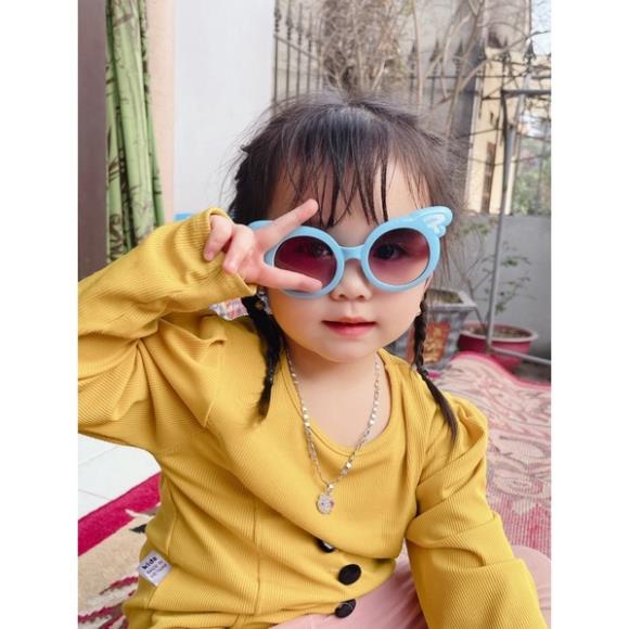 Kính tròn gọng nhựa cánh thiên thần cho bé, kính mát chống tia uv400 bảo vệ mắt cho bé chống nắng chống bụi 1-6 tuổi
