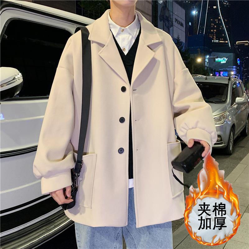 áo khoác len lót lông trung niên dáng dài phong cách Hàn Quốc gió dày rộng