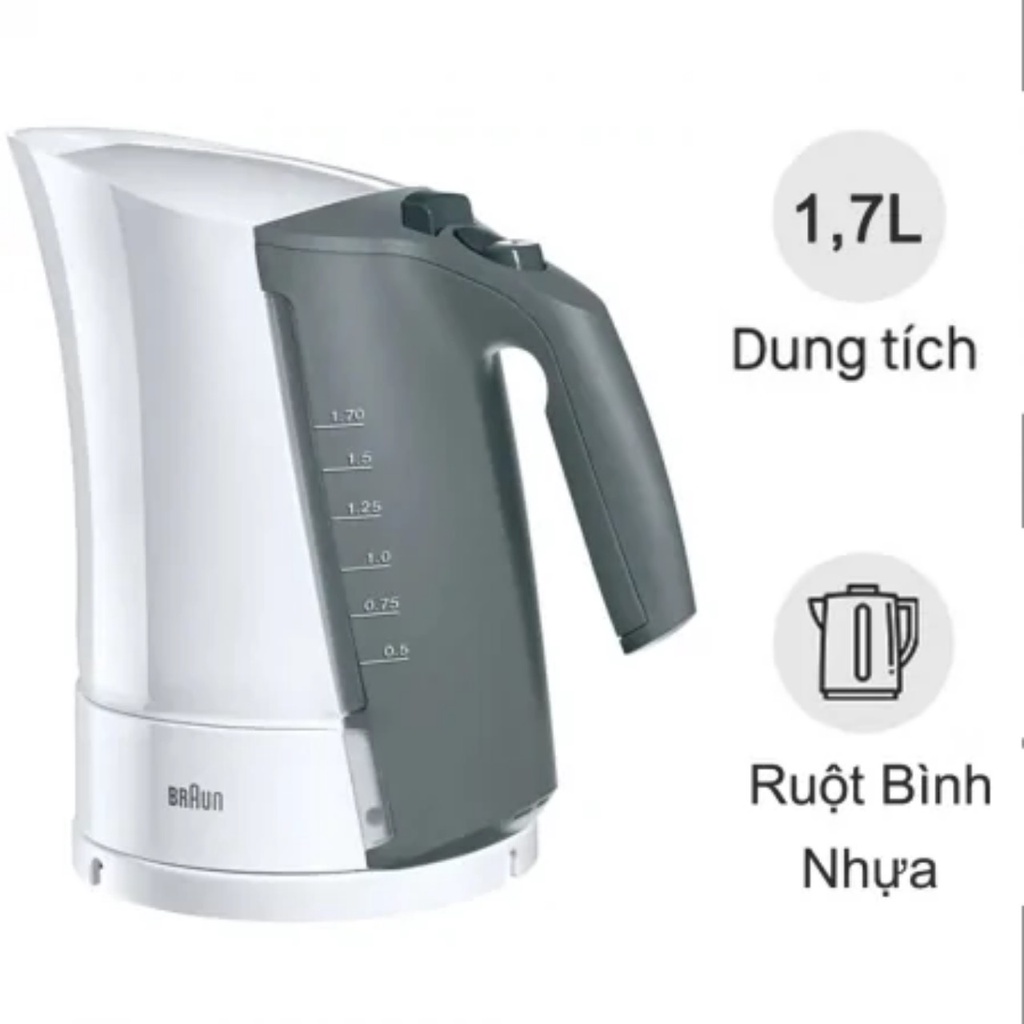 Bình Đun Siêu Tốc Braun WK300 - 2200W - 1.7L - Trắng