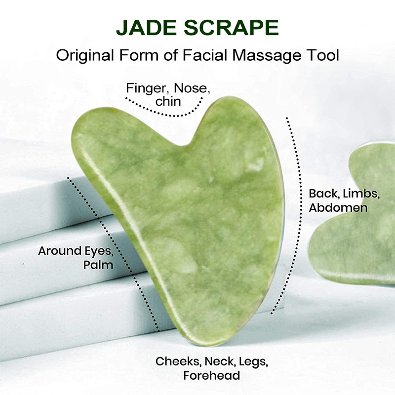 Thanh lăn/Tấm guasha SUAKE bằng đá ngọc bích massage mặt độc đáo