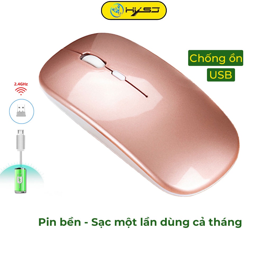 Chuột không dây HXSJ M01 sạc pin chống ồn thiết kế ôm tay thoải mái tương thích laptop tablet pc - Hàng Chính Hãng