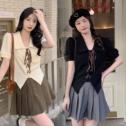 ✿Áo Sơ Mi✿Bộ Áo Sơ Mi + Chân Váy Xếp Ly Dáng Rộng Phong Cách Thời Trang Phương Tây 2022 Dành Cho Nữ