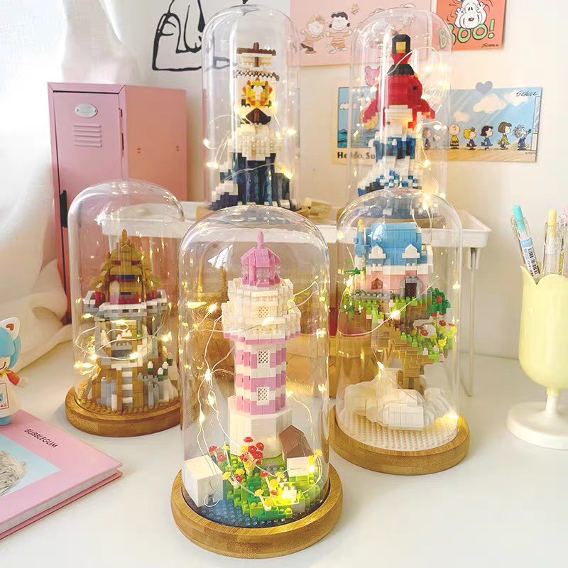 Đồ chơi xếp hình lắp ráp TỔNG HỢP CÁC MẪU LỒNG KÍNH ĐÈN LED l NANO BLOCK