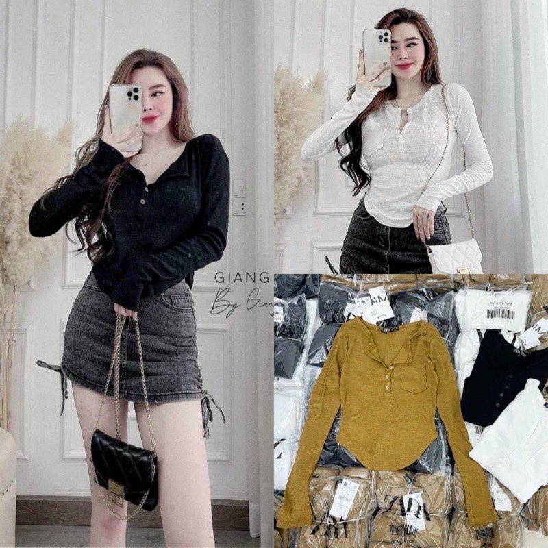 Áo thun body len tăm dài tay - Áo len tăm siêu co giãn