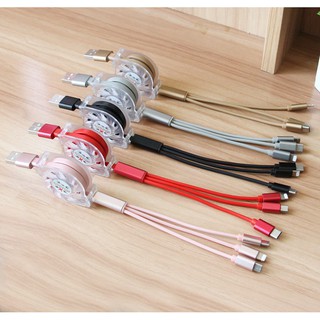 Dây xạc 3 đầu có dây rút