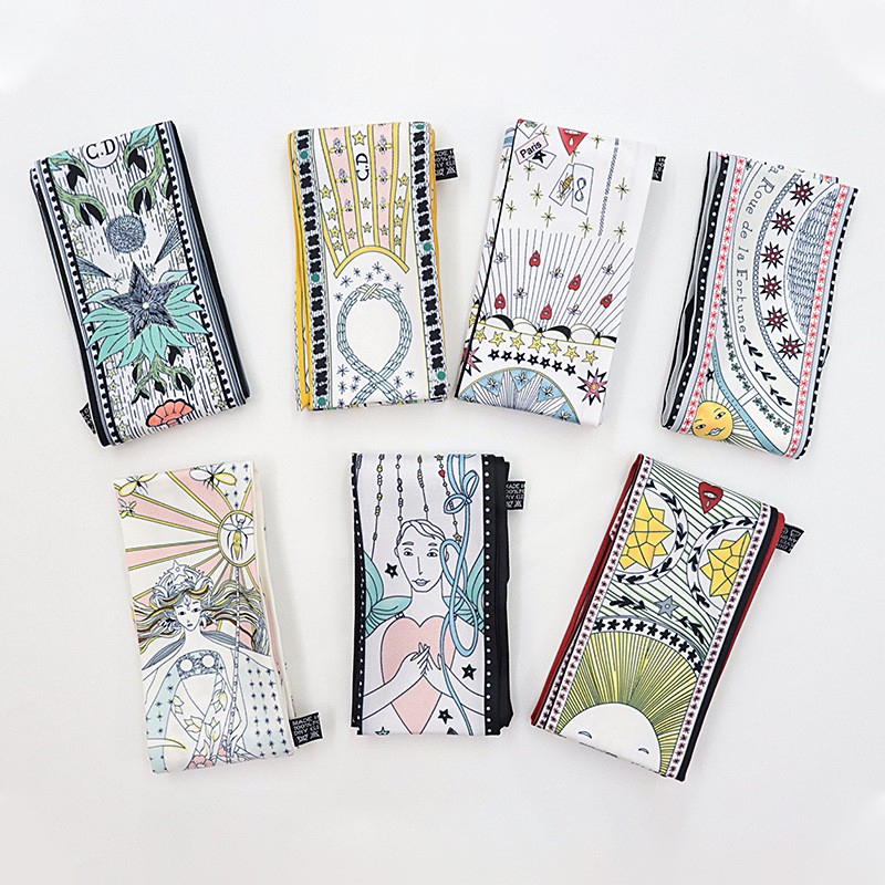 Khăn Lụa Dài Turban Họa Tiết Bài Tarot Quàng Cổ Quấn Tóc Quấn Túi Xách Xinh