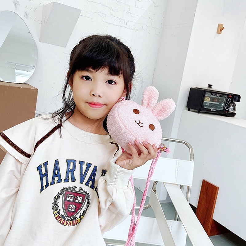 Túi Đeo Chéo Hình Thỏ Con Hoạt Hình Xinh Xắn Dành Cho Bé Gái