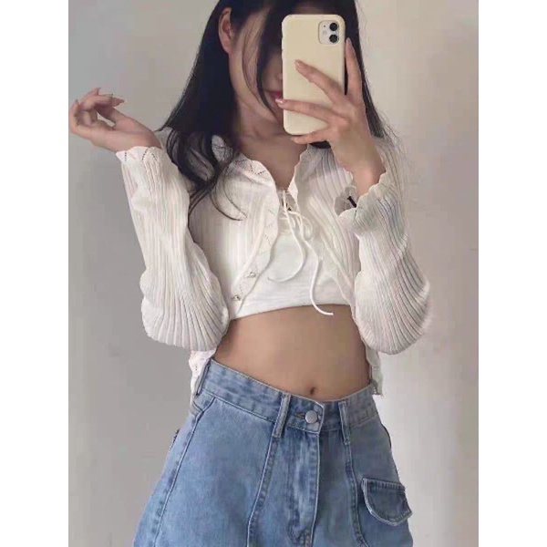 Áo khoác Cardigan len mỏng dệt kim