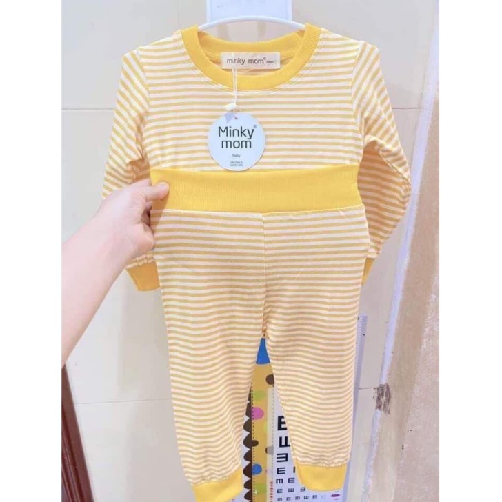 Bộ Quần Áo Dài Tay Kẻ Cạp Cao Minky Mom Cao Cấp Cho Bé SS22-CHICOMA