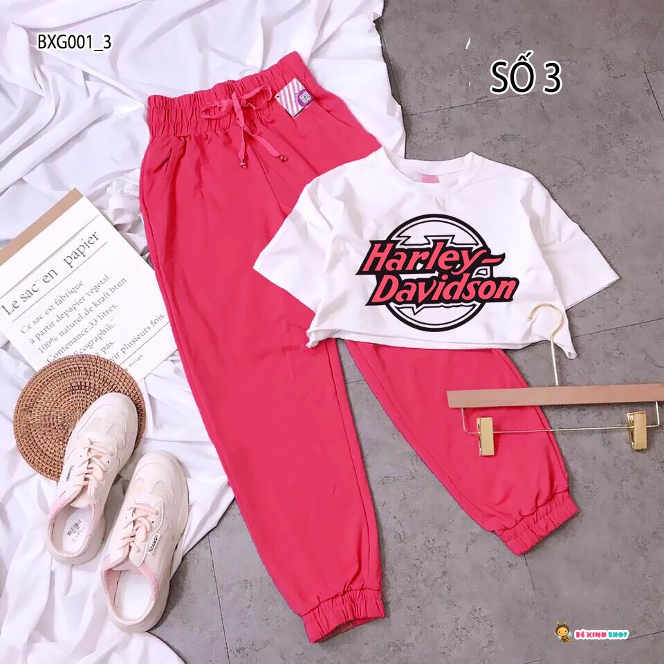 Set áo croptop quần jogger thể thao cho bé gái từ 2,3,4,5,6,7,8,9,10,11,12,13,14,15,16 tuổi