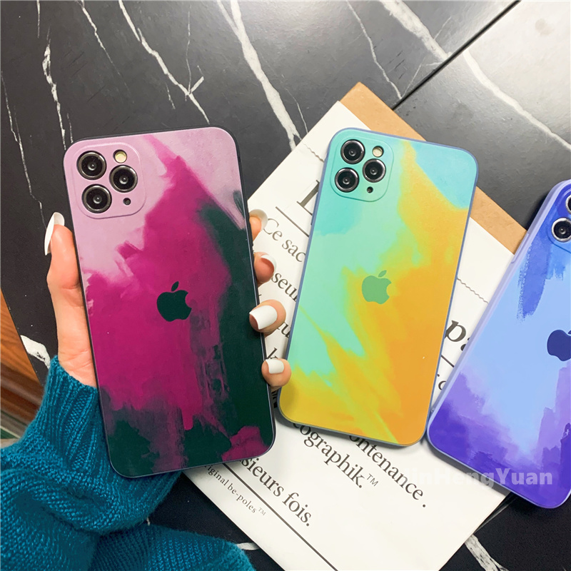 Ốp điện thoại silicon viền thẳng màu gradient chống rơi cho iphone X XS Max full XR 6 6S 7 8 PLUS sáng tạo cá tính