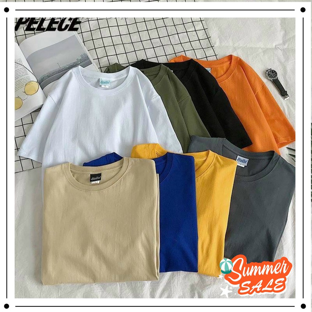 áo thun trơn tay lỡ nhiều màu unisex chất cotton thoáng mát