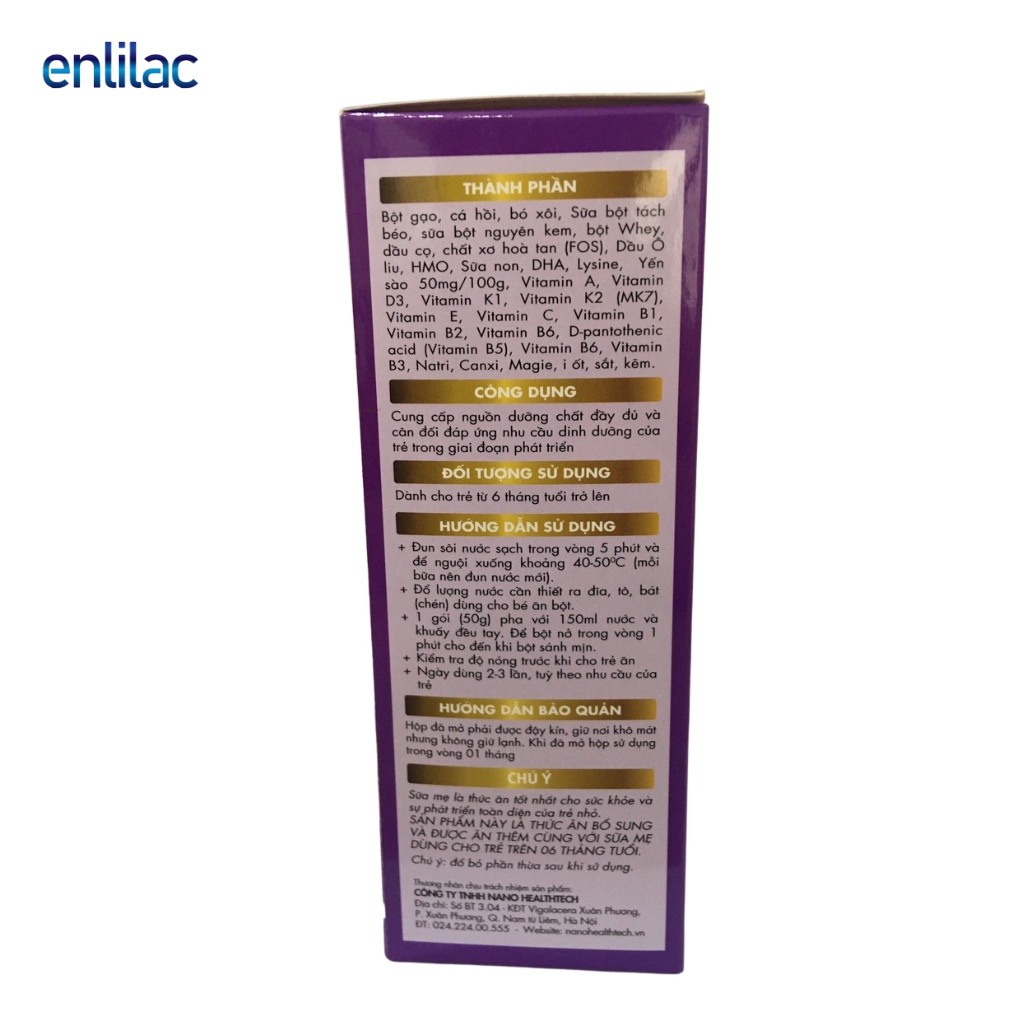 Bột Ăn Dặm Cá Hồi - Bó Xôi ENLILAC Bổ Sung Dinh Dưỡng Cho Bé, Giúp Phát Triển Mắt, Trí Tuệ 250gHộp