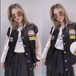 Áo khoác bomber nhung, áo khoác bomber phom thụng cá tính AD13
