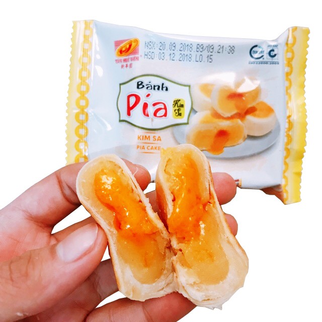 [ TRỨNG CHẢY SIÊU NGON ] 01 Bịch 480gr x 12 cái Bánh pía trứng muối kim sa tan chảy đậu xanh Tân Huê Viên(Date: 60 ngày)