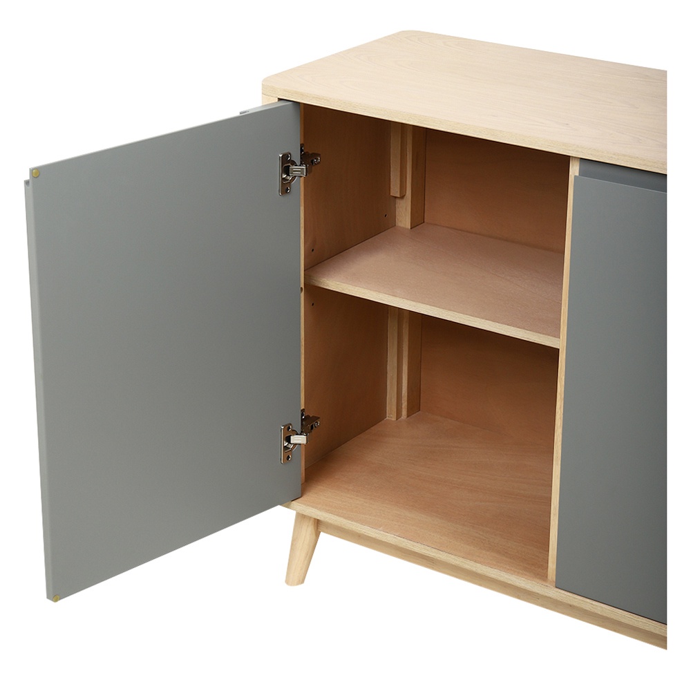 HomeBase FURDINI Tủ gỗ bằng MDF có cửa BRAVE W150xH81xD40cm màu xám