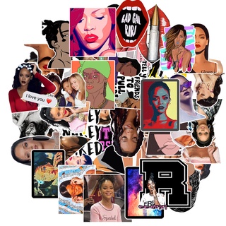 Set 50 Miếng Dán Hình Ca Sĩ Rihanna Trang Trí Cho Máy Tính Xách Tay Hành Lý Xe Đạp Xe Hơi Sổ Nhật Ký