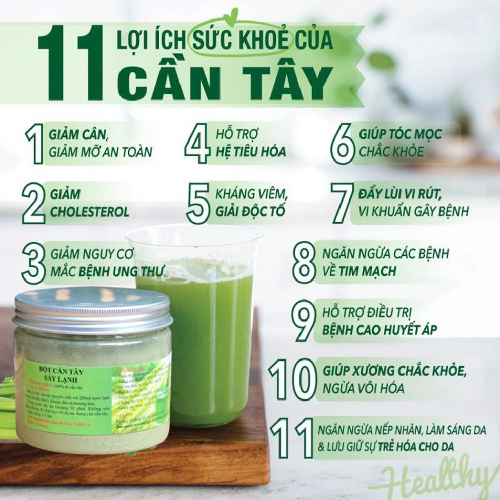 Bột Cần Tây Túi 100gr Bột Cần Tây Sấy Lạnh Giảm Cân Nhanh An Toàn Da Xinh Dáng Đẹp Vạn Người Mê BCT02 RENEVA