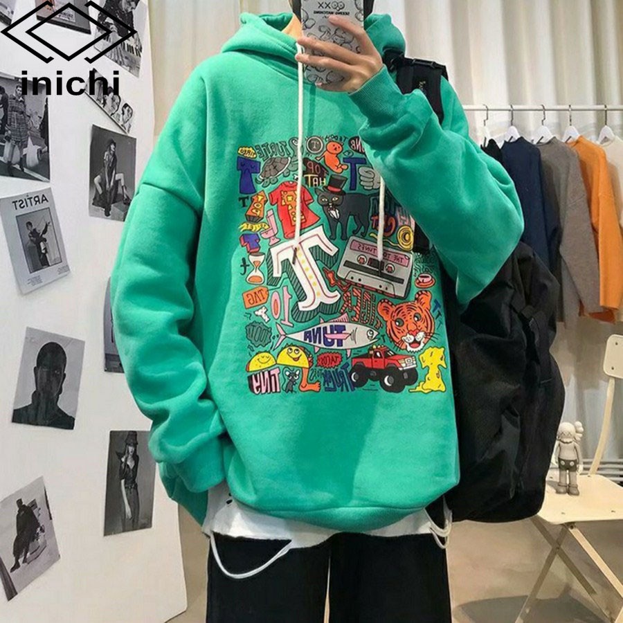 Áo Hoodie INICHI A789 Nam Nữ phong cách Harajuku cá tính chất nỉ cực hot trand