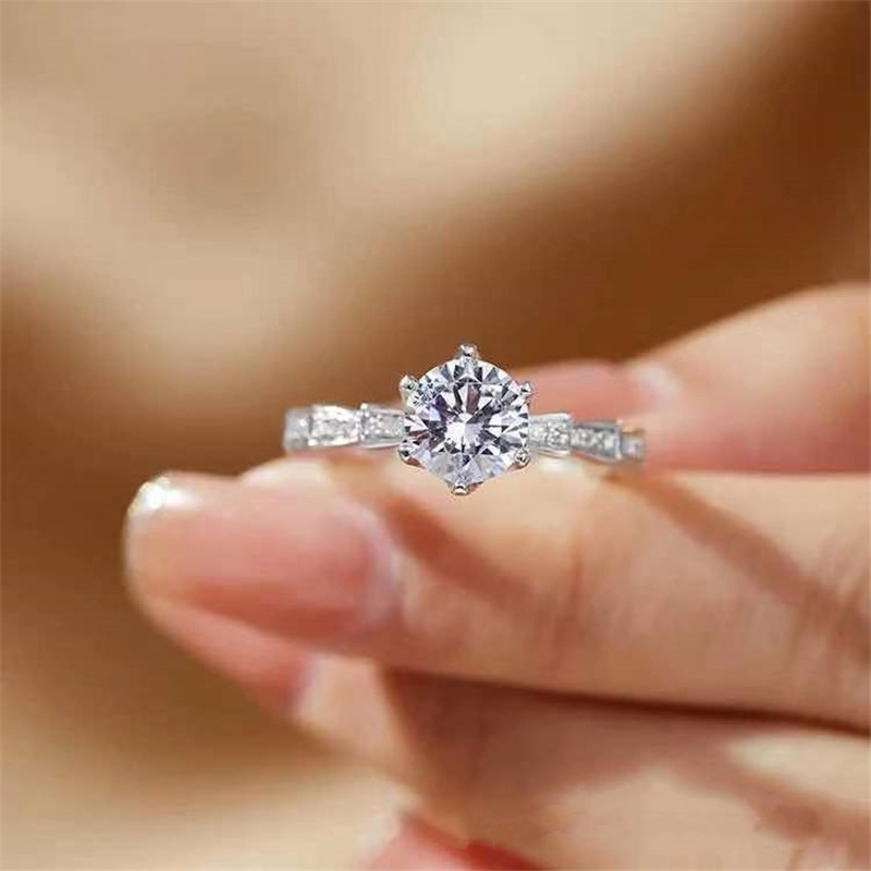 Nhẫn Đính Hôn Bạc 925 Pandora Đính Kim Cương Zircon Cho Nữ