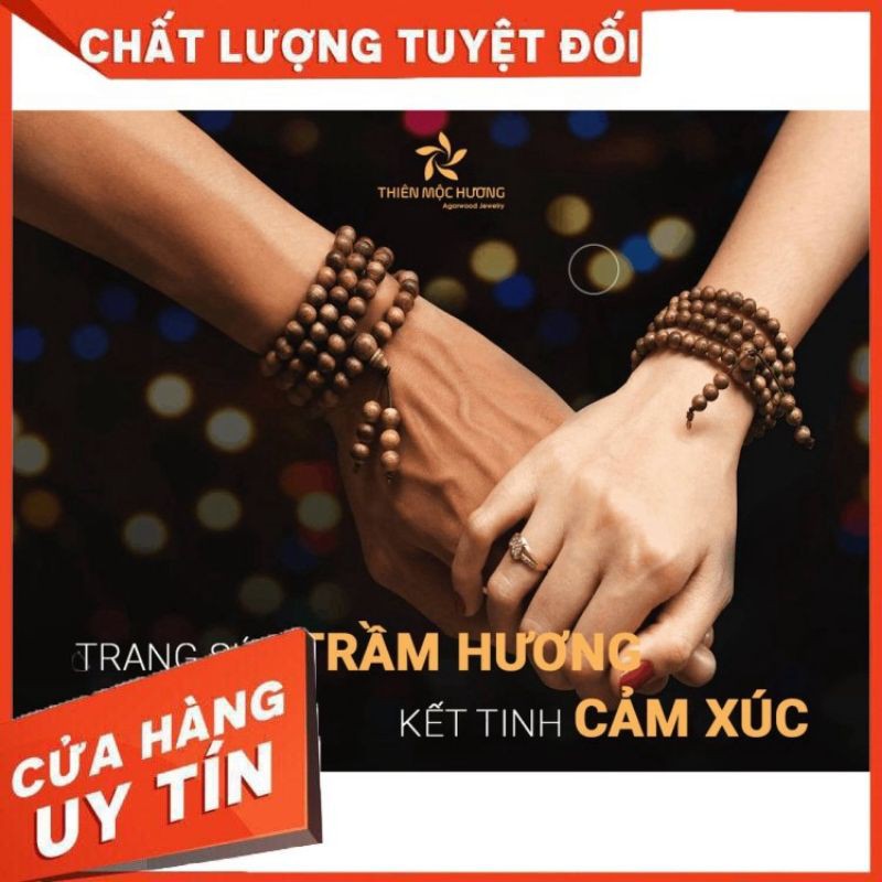 Vòng tay Trầm hương chuỗi 108 hạt trầm 100% tự nhiên cao cấp