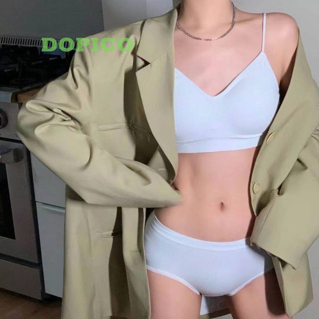 Bộ đồ lót nữ sexy, áo bra nữ 2 dây đẹp đệm mỏng thấm hút mồ hôi DOPICO B3211