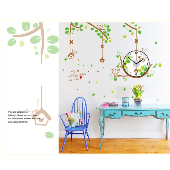 Decal Trang Trí Tường Kèm Đồng Hồ Dán Tường KHỦNG LONG VÀNG ( Cao Cấp )