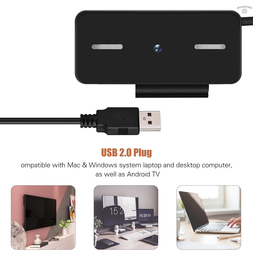 Webcam Usb 5mp 2592x1944 Hd Tích Hợp Micro Hỗ Trợ Quay Video / Phát Trực Tuyến Cho Máy Tính | BigBuy360 - bigbuy360.vn