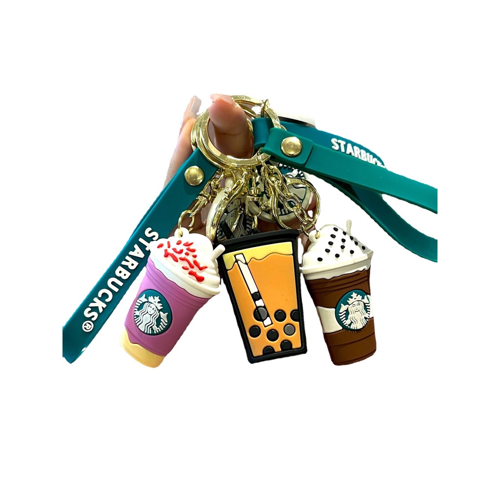 STARBUCKS Móc Khóa Hình Ly Trà Sữa/Cà Phê Bằng PVC Ba Chiều Độc Đáo