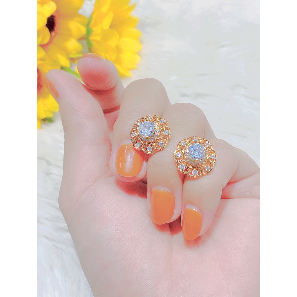 Bông tai nữ - phụ kiện nail đính đá UHA , chuôi cài chắc chắn, kiểu dáng hiện đại, thu hút, sang trọng B76