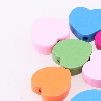 Hạt Gỗ Trái Tim Làm Đồ Handmade Trang Trí Nhiều Màu (10 hạt khuy) 1.8cm