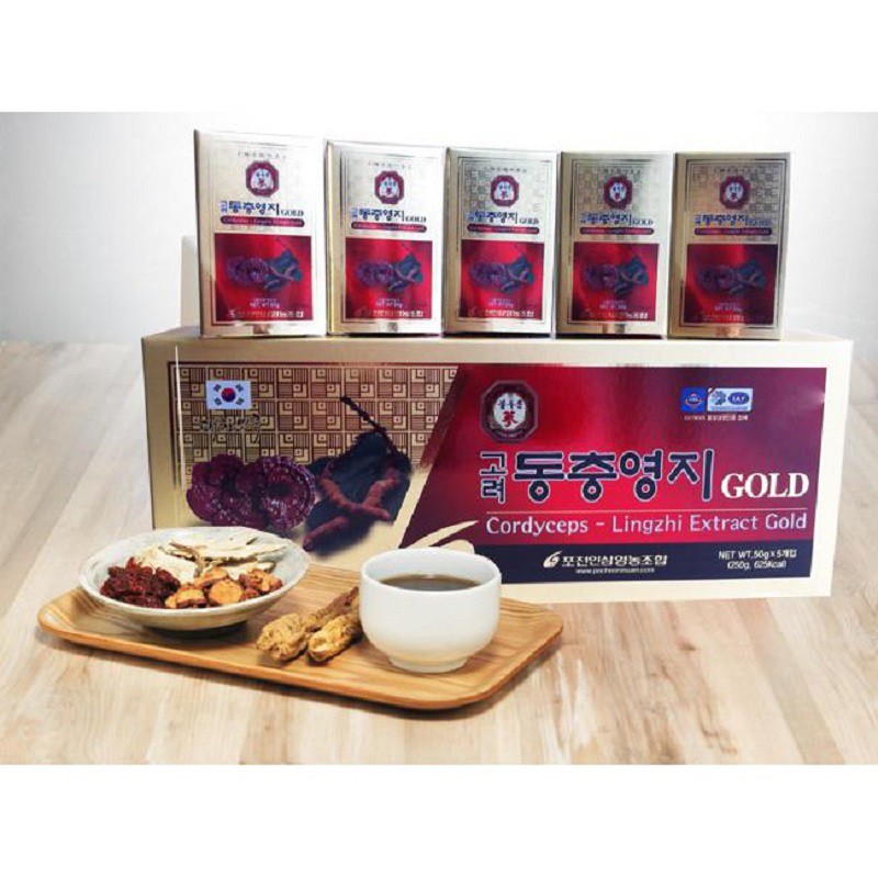 [ Hàng Chuẩn ] Cao Linh Chi Đông Trùng Hạ Thảo Pocheon Hàn Quốc, Hộp 5 Lọ * 50g, Giúp Bồi Bổ Hồi Phục Nhanh Sức Khỏe