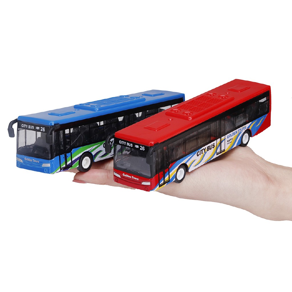【RC Kuduer】1:64 Alloy Pull Back Shuttle Bus Child Toys The City Bus Diecast Model Vehicle