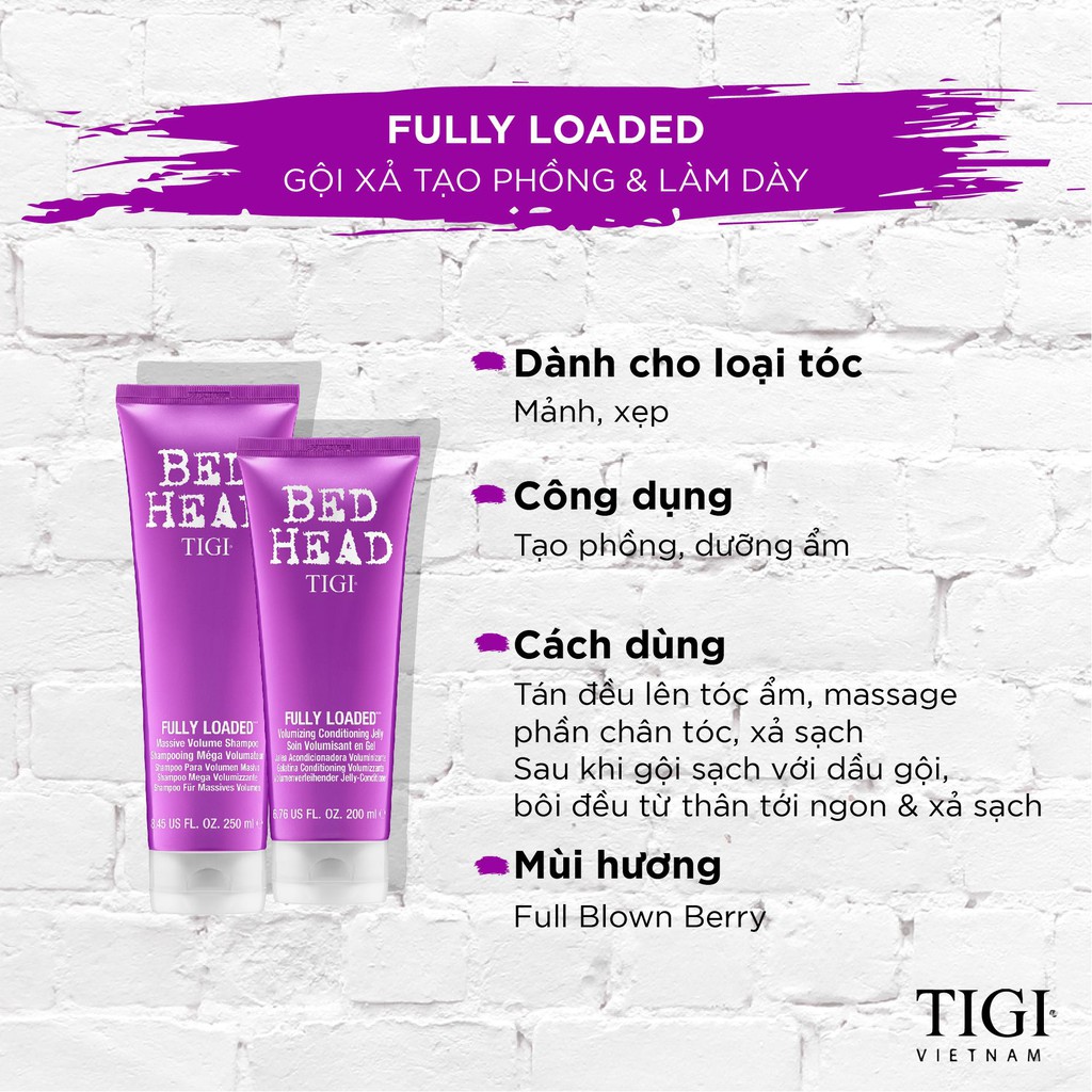 Dầu gội xả dành cho tóc mỏng, xẹp, làm phồng tóc Tigi Bed Head Bigger the Better 200ml/300ml