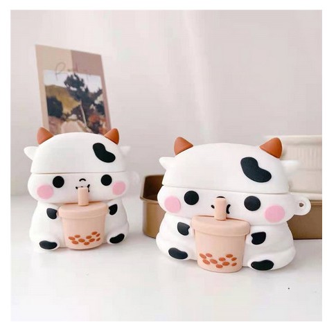 ☘️Tặng kèm dây đeo☘️Case Airpod 1 2 Pro ...Vỏ bao bọc Bò sữa uống Trà sữa đựng tai nghe không dây airpods silicon mềm